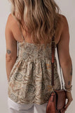 Paisley Printed Smocked Babydoll Cami - Trendsi
