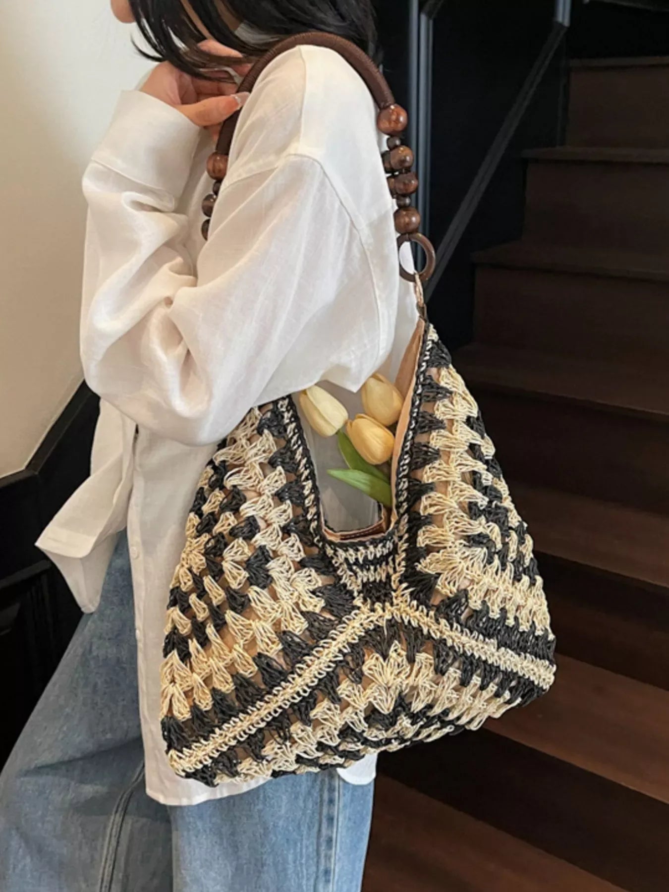 Crochet Hobo Handbag - Trendsi - Flyclothing LLC