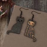 Alloy Hook Wooden Cat Earrings - Trendsi