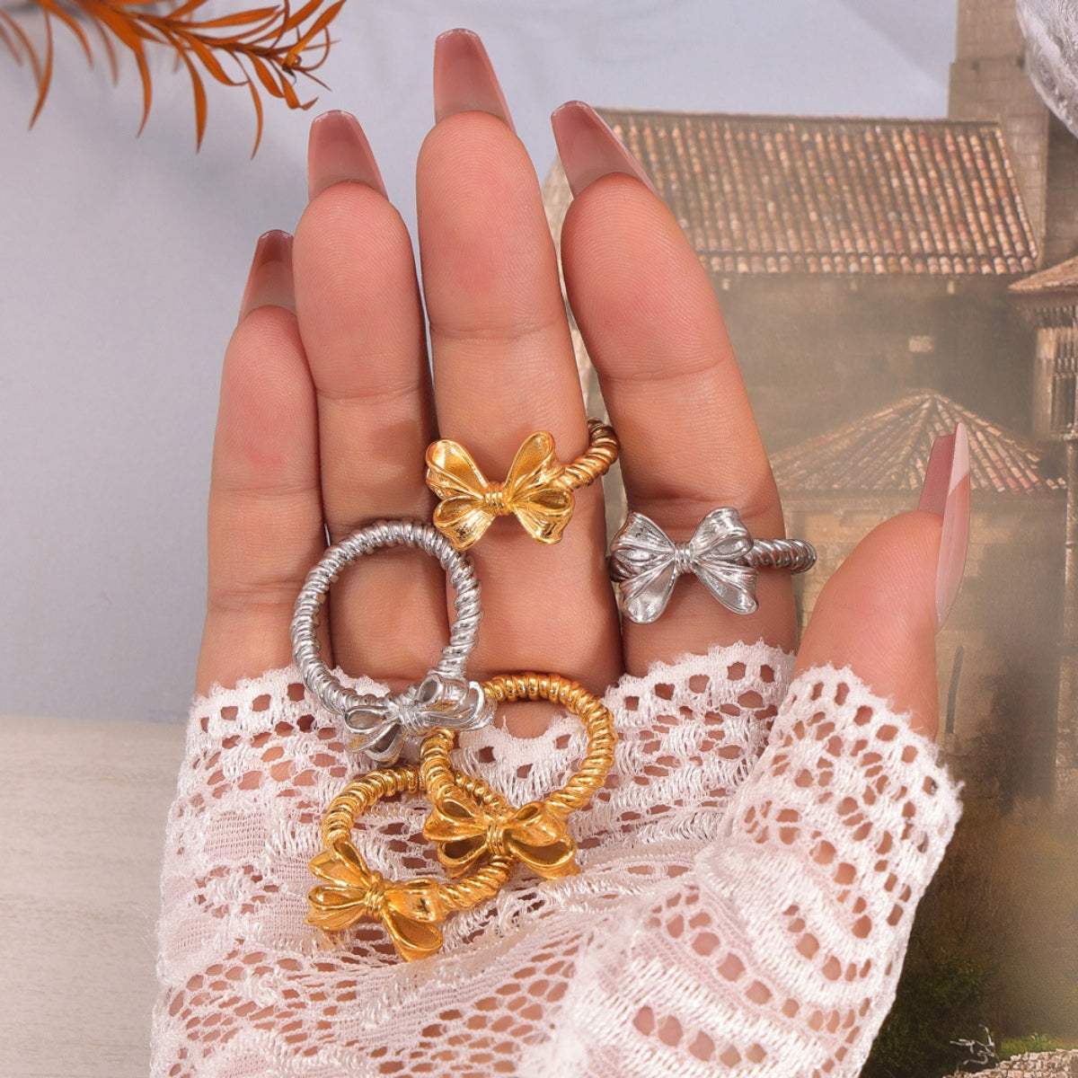 Twisted Titanium Steel Bow Ring - Trendsi - Flyclothing LLC