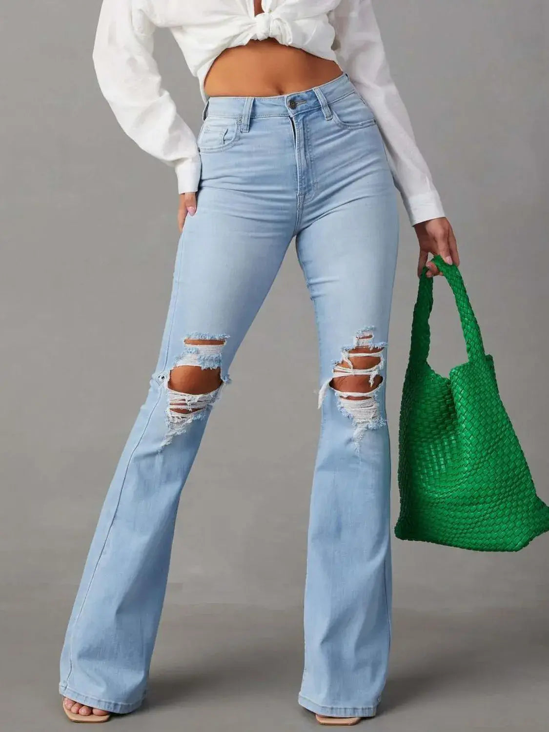 Distressed Jeans with Pockets - Trendsi - Flyclothing LLC