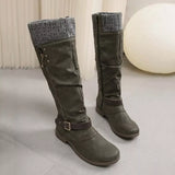 Knee High Slouch Boots with Knit Cuff - Trendsi - Flyclothing LLC