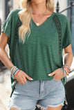Heathered V-Neck Short Sleeve T-Shirt - Trendsi - Flyclothing LLC