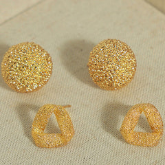 Gold-Plated Geometric Stud Earrings - Trendsi