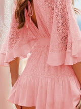 Lace Cutout Half Sleeve Mini Dress - Trendsi - Flyclothing LLC