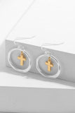 Brass Contrast Cross Dangle Earrings - Trendsi