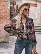 Plaid Button-Down Long Sleeve Shirt - Trendsi - Flyclothing LLC
