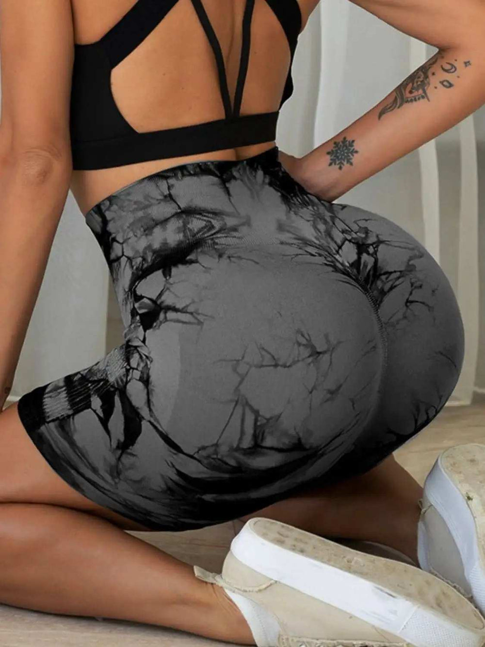 Tie-Dye High Waist Active Shorts - Trendsi - Flyclothing LLC