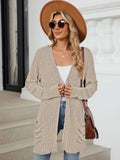 Pocketed Open Front Long Sleeve Cardigan - Trendsi - Flyclothing LLC