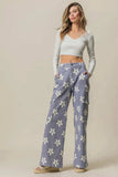 BiBi Flower Printed Side Pocket Wide Pants - Trendsi - Flyclothing LLC