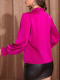 Frill Tied Lantern Sleeve Blouse - Trendsi - Flyclothing LLC