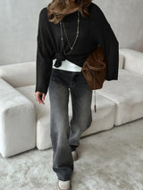 Boat Neck Knit Cover Up with Relaxed Fit - Trendsi - Flyclothing LLC