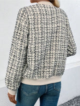 Tweed Zip Up Bomber Jacket - Trendsi - Flyclothing LLC