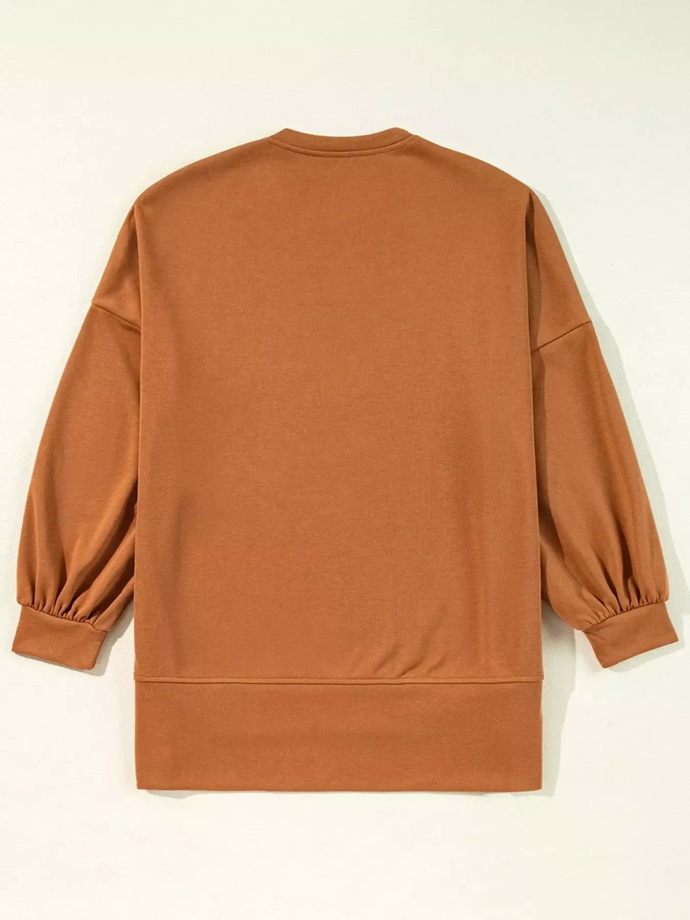 Happy Halloween Graphic Notched Long Sleeve Loose Top - Trendsi - Flyclothing LLC