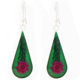 Pink Pressed Flower Teardrop Earrings - Artisana