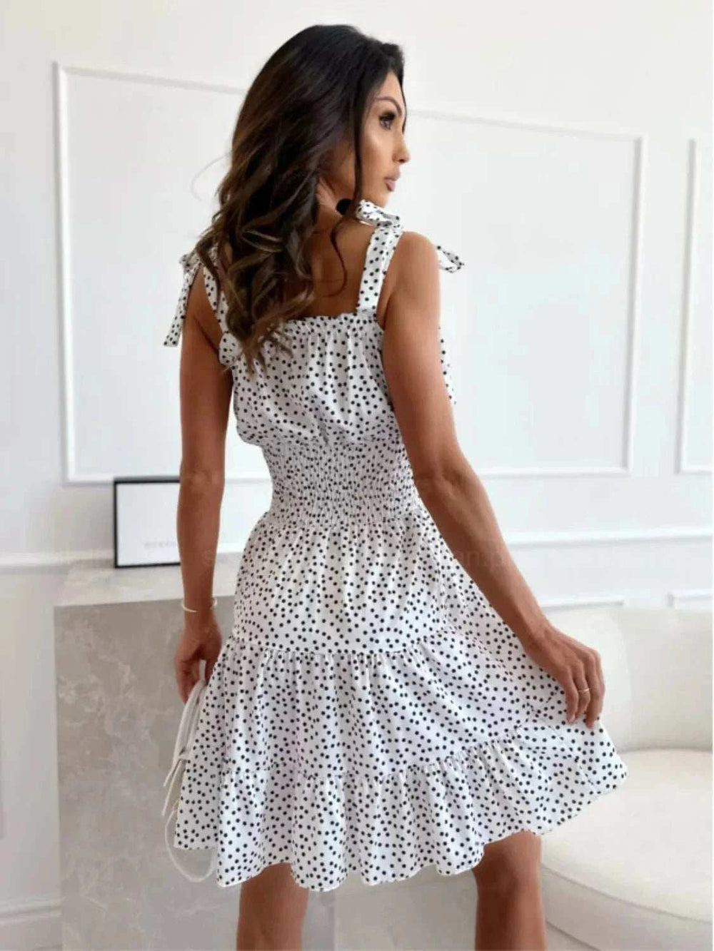 Polka Dot Square Neck Mini Cami Dress - Trendsi - Flyclothing LLC