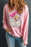 Santa Round Neck Long Sleeve Sweatshirt - Trendsi