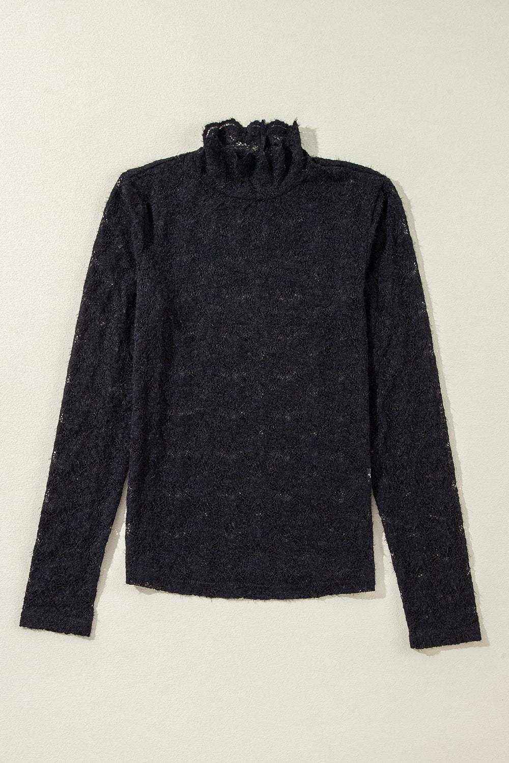 Lace Mock Neck Long Sleeve Blouse - Trendsi - Flyclothing LLC