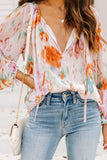 Printed Tie Neck Long Sleeve Blouse - Trendsi - Flyclothing LLC