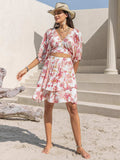 Printed Half Sleeve Top and Layered Skirt Set - Trendsi - Flyclothing LLC