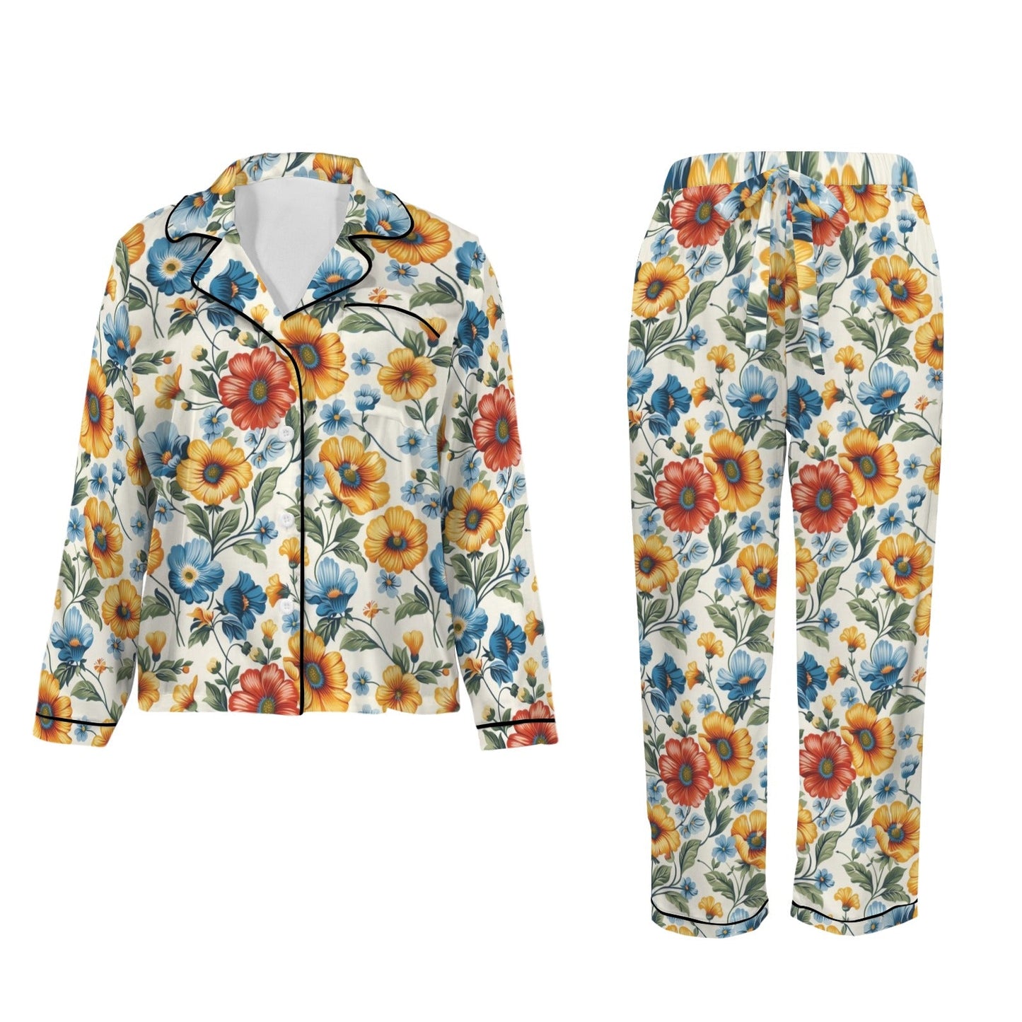 Baha Ranch Colores De Mexico Spring Florals Satin Pajamas
