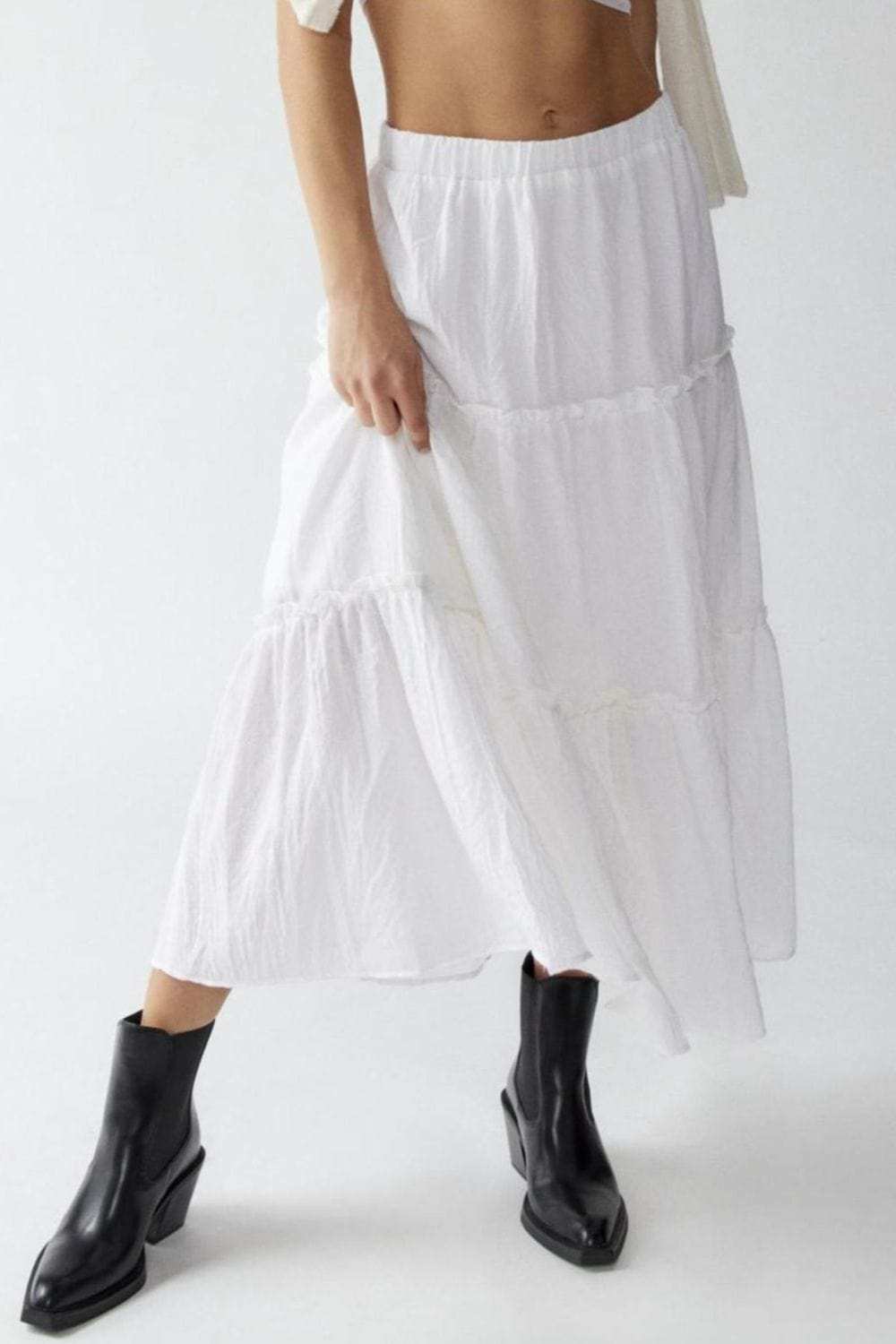 Frill Elastic Waist Skirt - Trendsi - Flyclothing LLC
