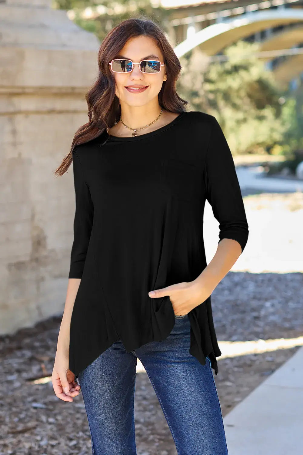 Basic Bae Full Size Round Neck Pocketed T-Shirt - ShopBasicbae - Flyclothing LLC