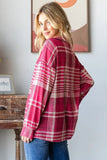 Heimish Plaid Drop Shoulder V-Neck T-Shirt - Trendsi