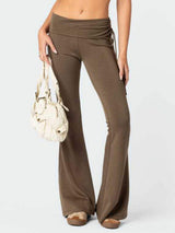 Drawstring Ruched Flare Pants - Trendsi - Flyclothing LLC