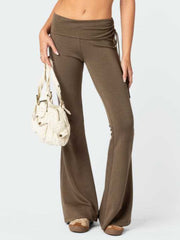 Drawstring Ruched Flare Pants - Trendsi