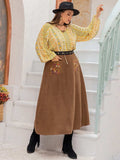 Plus Size Embroidered Pocketed High Waist Skirt - Trendsi - Flyclothing LLC