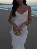 Flower Maxi Sweater Cami Dress - Trendsi
