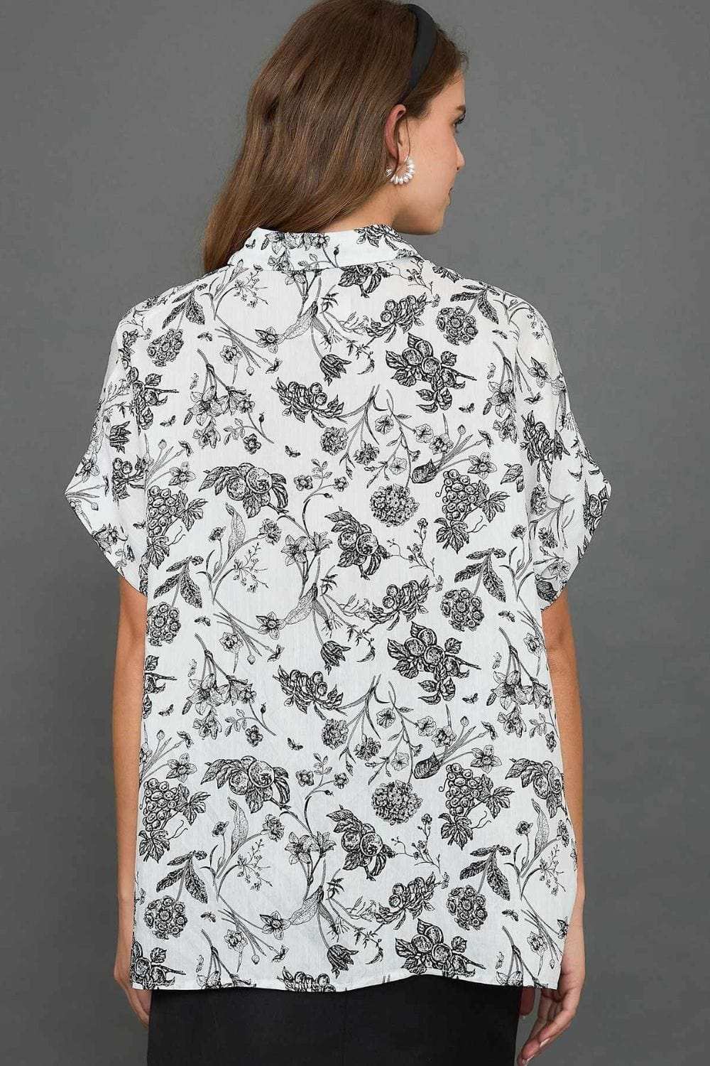 Umgee Full Size Two Tone Floral Print Top Plus Size - Trendsi - Flyclothing LLC