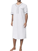 Men's Full Size Button Detail Short Sleeve Lounge Dress Plus Size - Trendsi - Flyclothing LLC
