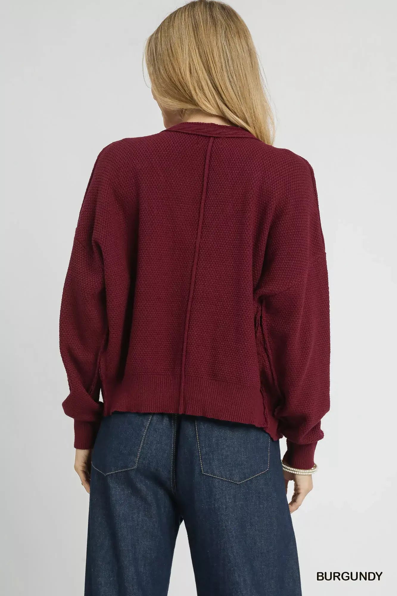 Umgee Chunky Cable Knit V-Neck Button-Up Cardigan - Trendsi - Flyclothing LLC
