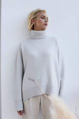 Basic Bae Turtleneck Dropped Shoulder Long Sleeve Sweater - Trendsi - Flyclothing LLC