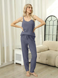 Fuzzy V-Neck Cami and Pants Lounge Set - Trendsi - Flyclothing LLC