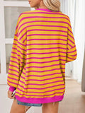 Lovelet Striped Contrast Long Sleeve Sweatshirt - Trendsi - Flyclothing LLC