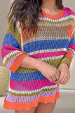 Openwork Round Neck Dropped Shoulder Knit Cover-Up - Trendsi - Flyclothing LLC