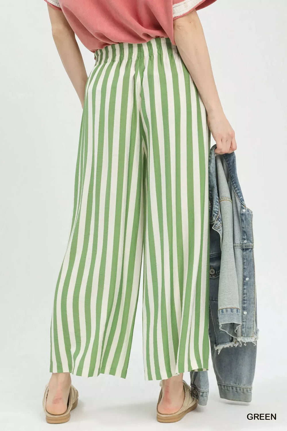 Umgee Vertical Stripe Wide Leg Pants - Trendsi - Flyclothing LLC