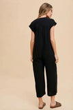 Annie Wear Button Detail Wide Leg Jumpsuit with Pockets - Trendsi
