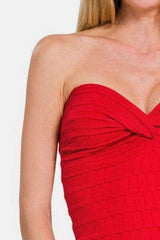 Zenana Ruched Twisted Sweetheart Neck Top - Trendsi - Flyclothing LLC