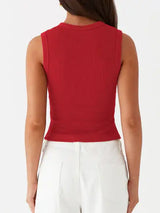 Lovelet Button Up Round Neck Tank - Trendsi - Flyclothing LLC