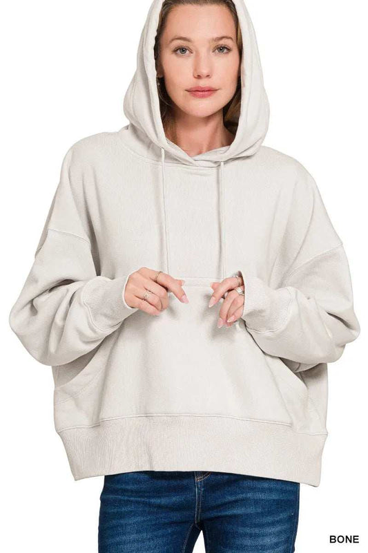 Zenana Oversized Fleece Kangaroo Pocket Hoodie - Trendsi - Flyclothing LLC