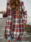 Plaid Zip Up Hooded Coat - Trendsi - Flyclothing LLC