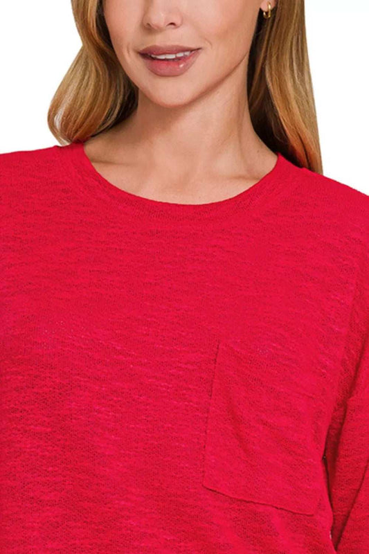 Zenana Slub Hacci Long Sleeve T-Shirt - Trendsi - Flyclothing LLC