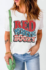 Letter Graphic Round Neck Short Sleeve T-Shirt - Trendsi - Flyclothing LLC