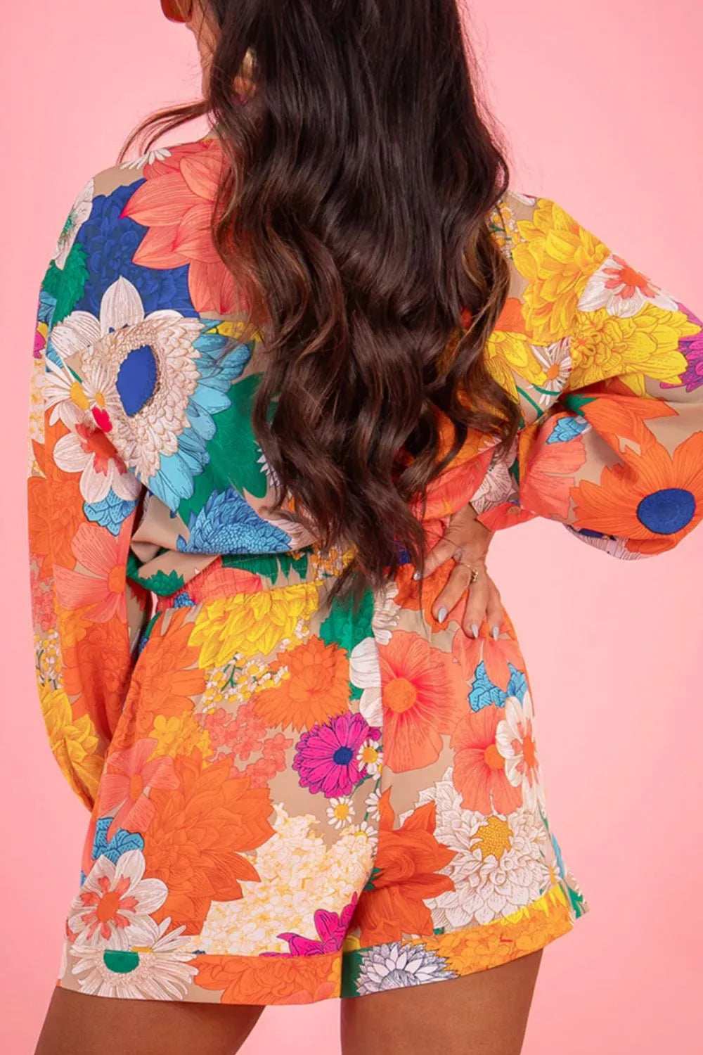 Printed Button Up Long Sleeve Top and Shorts Set - Trendsi - Flyclothing LLC