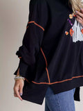 Halloween Ghost Sequin Exposed Seam Sweatshirt - Trendsi - Flyclothing LLC