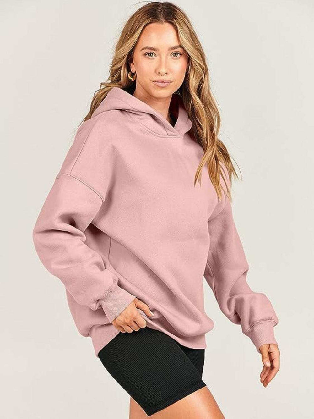 Dropped Shoulder Long Sleeve Hoodie - Trendsi - Flyclothing LLC